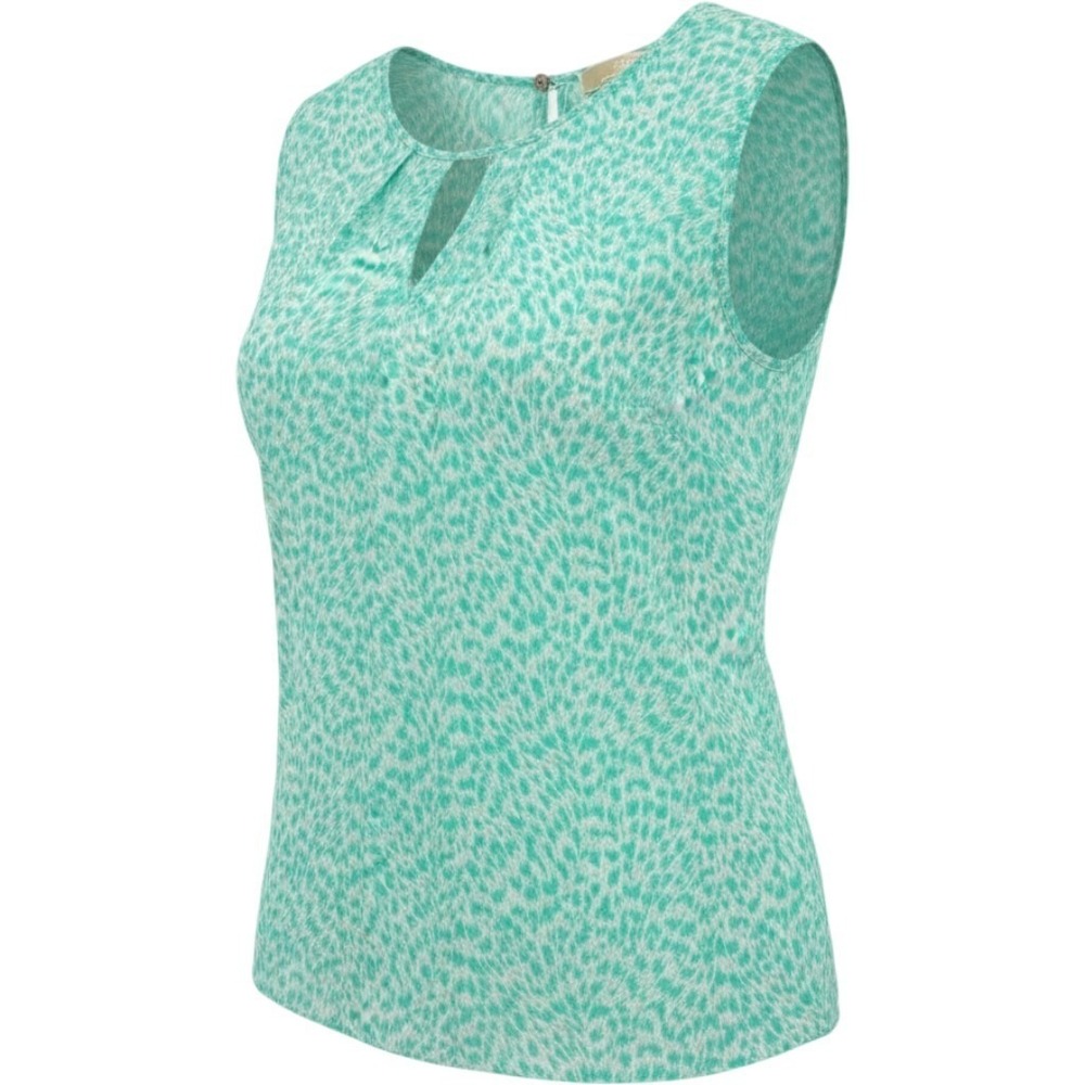 Michael Kors Blouse Women XL Green Abstract Animal Print‎ Sleeveless Shell Chic